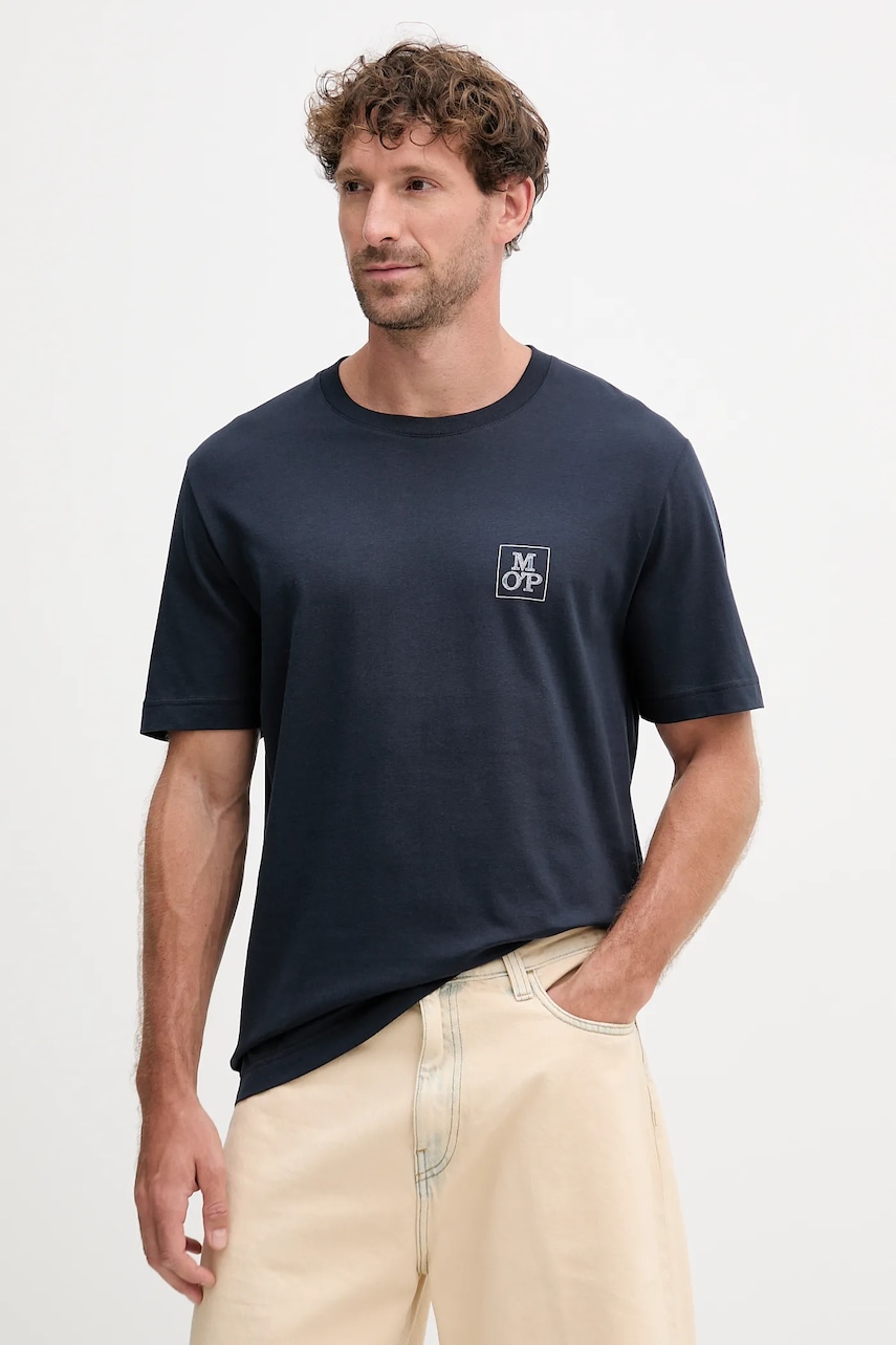 Bavlněné tričko Marc O'Polo pánské, tmavomodrá barva, s potiskem, 526201251128