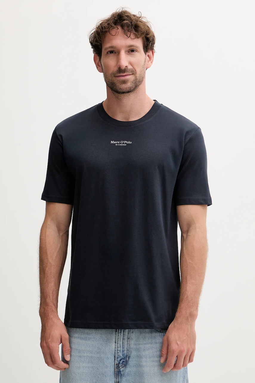 Bavlněné tričko Marc O'Polo pánské, tmavomodrá barva, s potiskem, B21201251382
