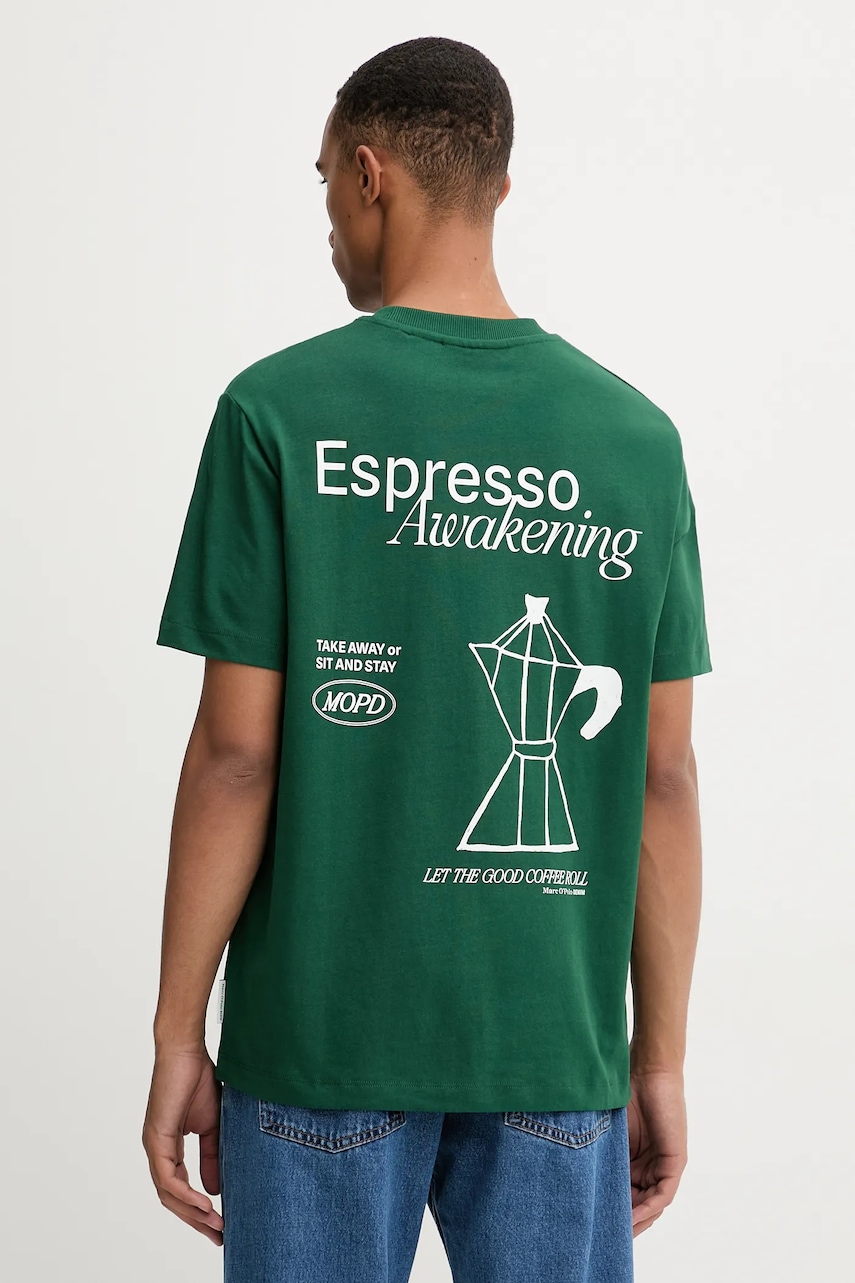 Bavlněné tričko Marc O'Polo pánské, zelená barva, s potiskem, 5000007619