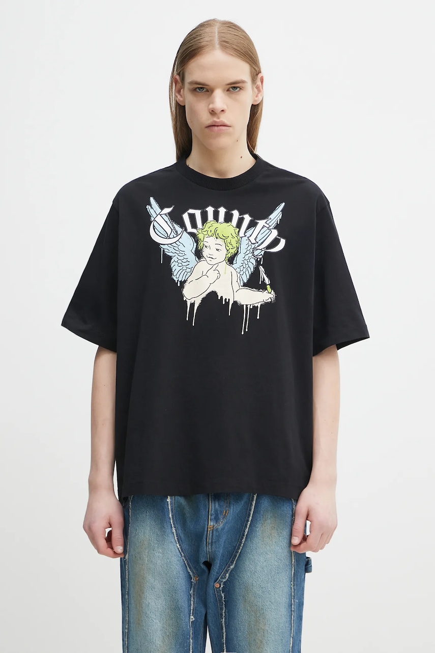 Bavlněné tričko Marcelo Burlon County Angel Boxy T-Shirt Black Multicol