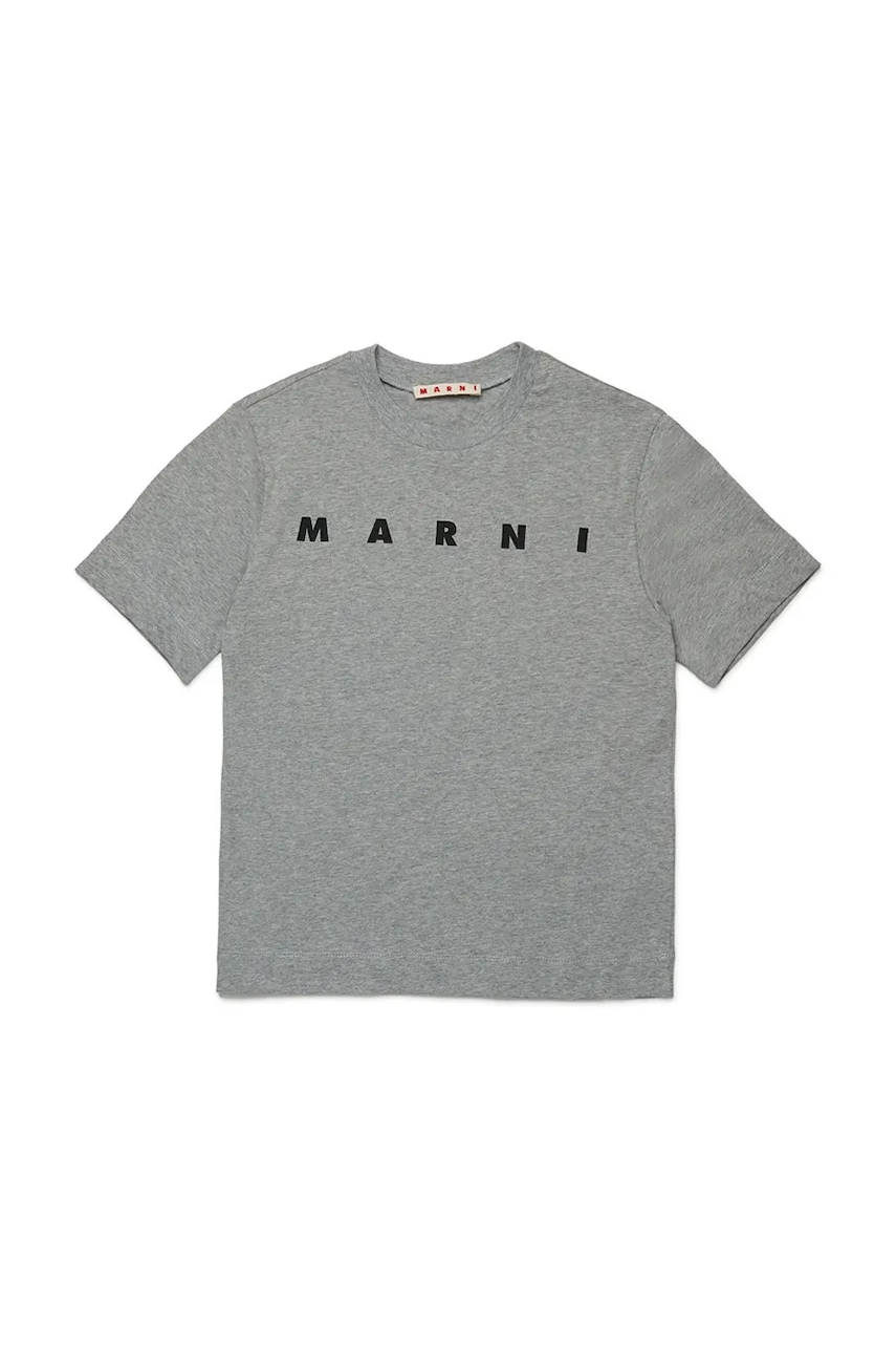 Bavlněné tričko Marni MT135U T-SHIRT šedá barva, s potiskem, M002MV