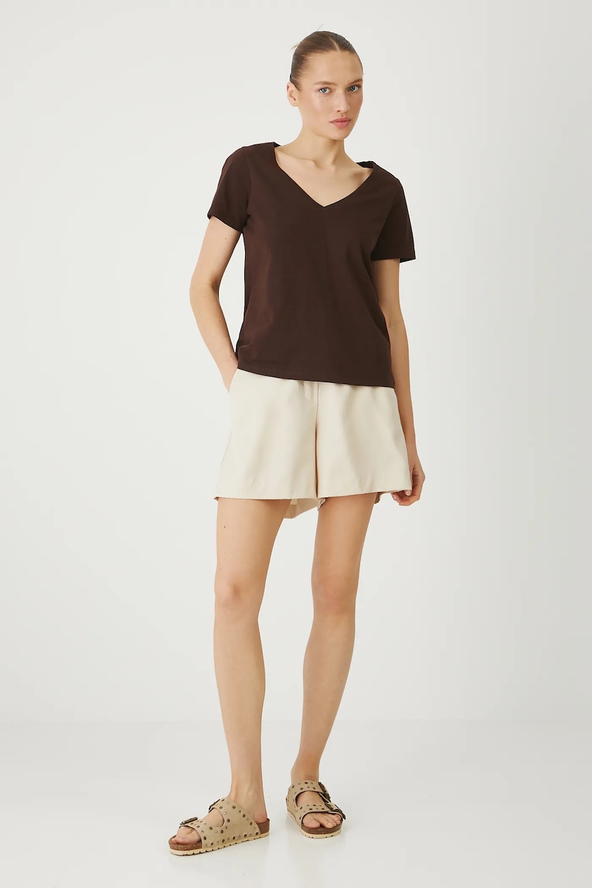 Bavlněné tričko Medicine dámské, hnědá barva