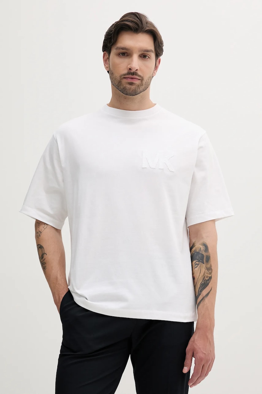 Bavlněné tričko Michael Kors pánské, bílá barva, CS552HY1V2