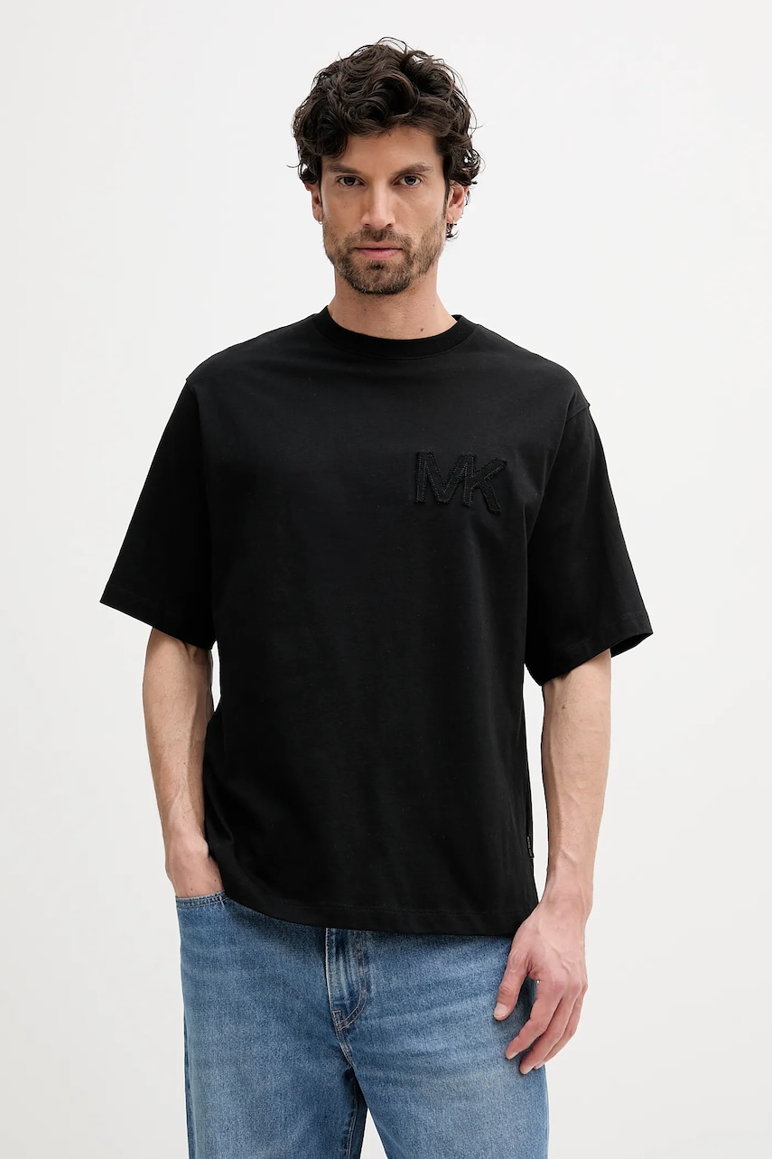 Bavlněné tričko Michael Kors pánské, černá barva, CS552HY1V2