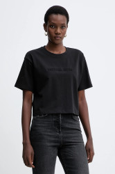 Bavlněné tričko MICHAEL Michael Kors dámské, černá barva, MF551TR2ZU