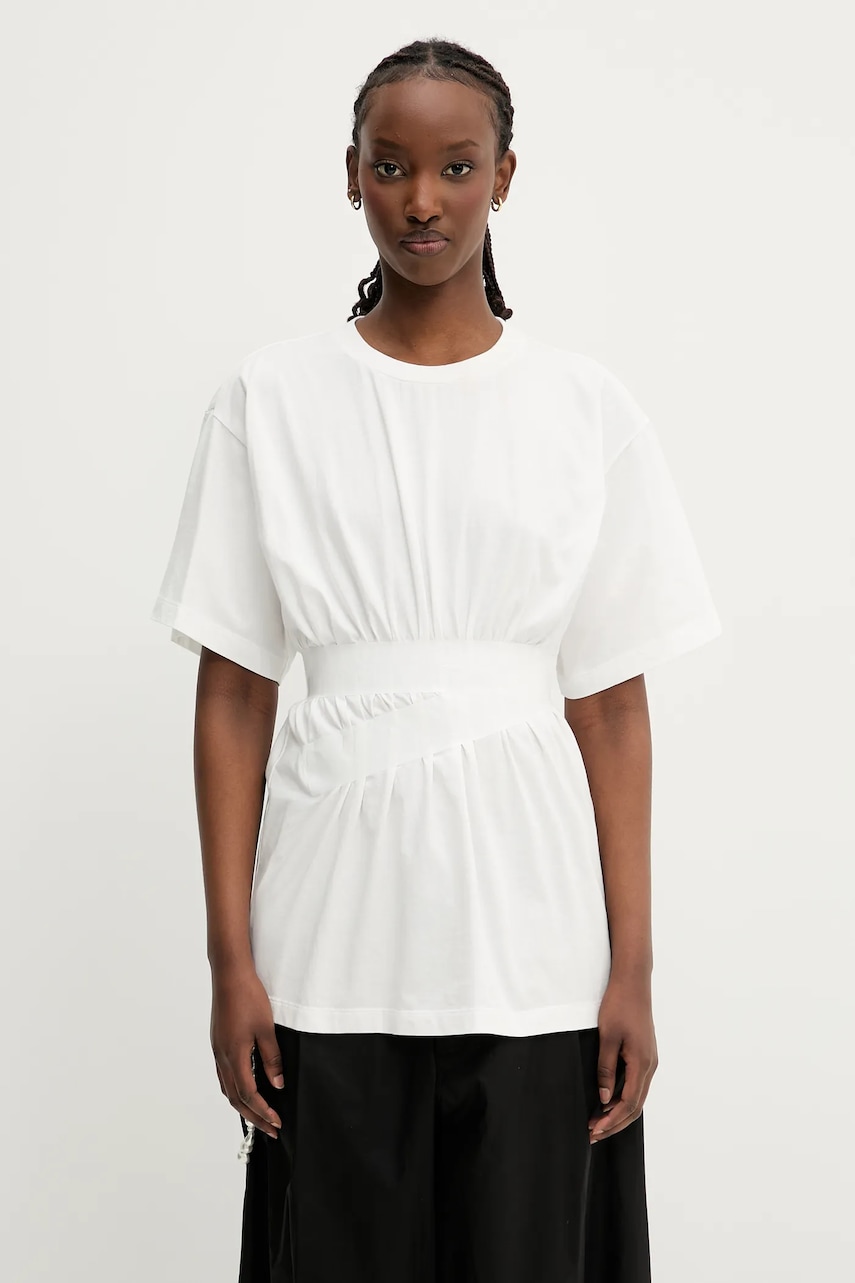 Bavlněné tričko MM6 Maison Margiela dámské, bílá barva, S52GC0335