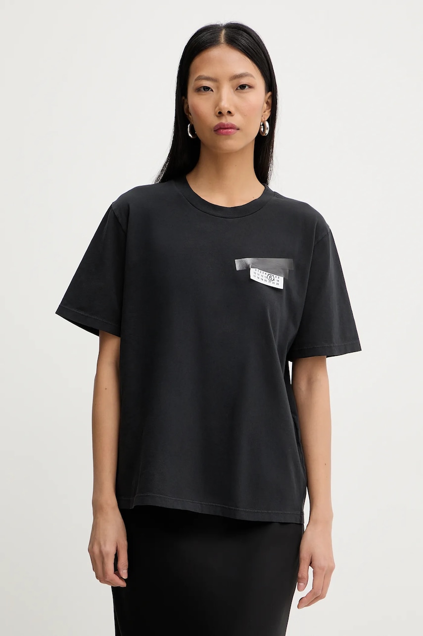 Bavlněné tričko MM6 Maison Margiela dámské, černá barva, S62GD0210.M20115.900