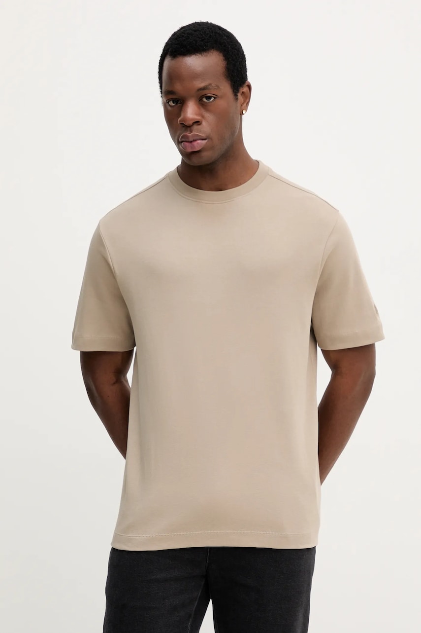 Bavlněné tričko Mos Mosh DARREN pánské, béžová barva, 508280