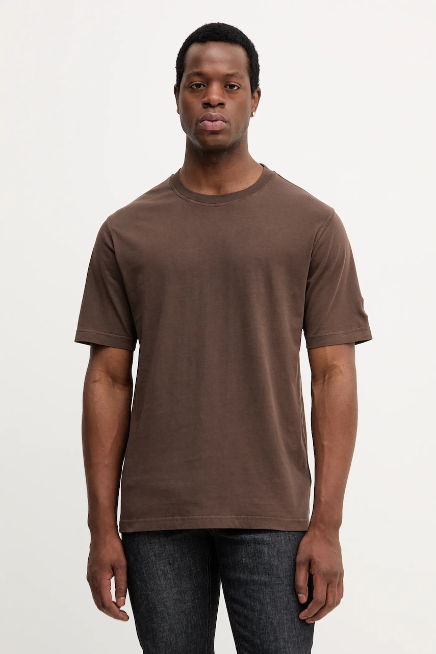 Bavlněné tričko Mos Mosh pánské, hnědá barva, 507190