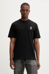 Bavlněné tričko MSGM pánské, černá barva, s aplikací, 3940MM117.257798