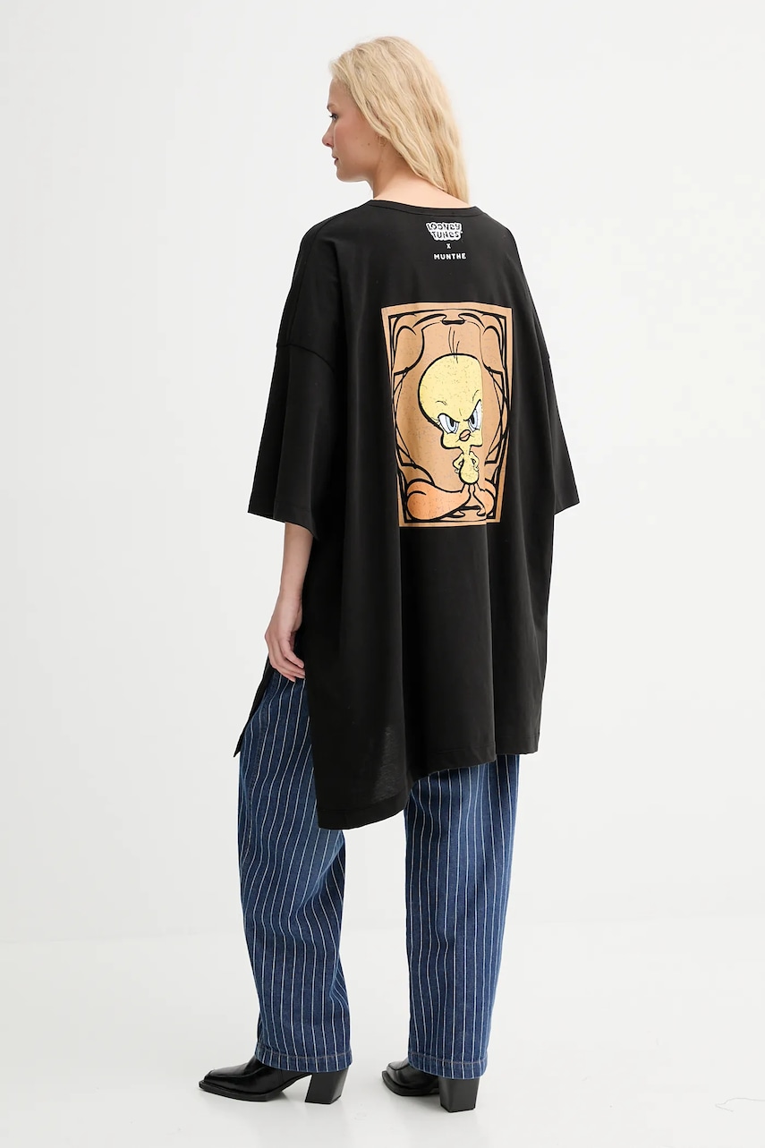 Bavlněné tričko MUNTHE LYSIS dámské, černá barva, 253110525360