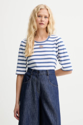 Bavlněné tričko MUNTHE PARSA dámské, modrá barva, 252110025264