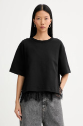 Bavlněné tričko MUNTHE RACH dámské, černá barva, 254101325426
