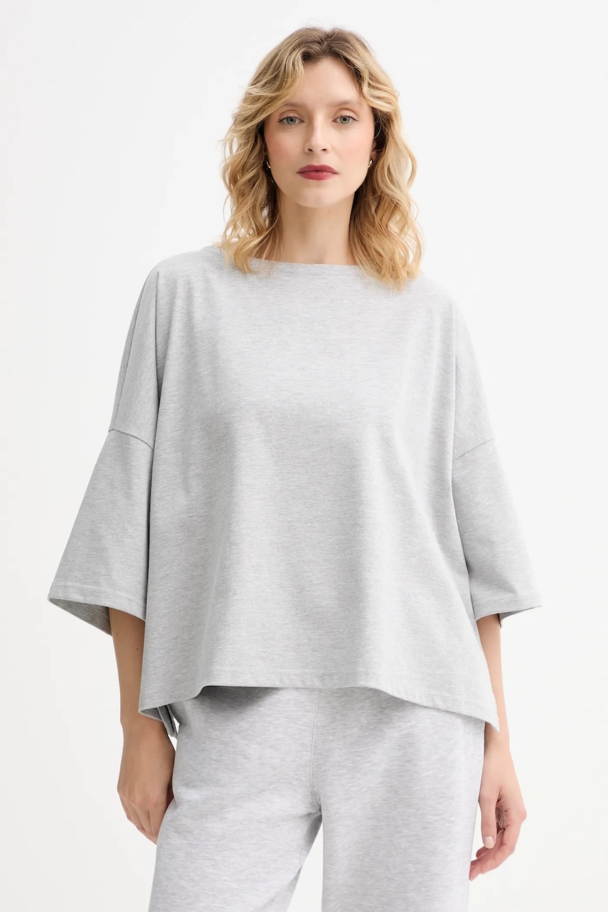 Bavlněné tričko MUUV. MUUV. x Answear dámské, šedá barva