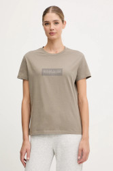 Bavlněné tričko Napapijri S-Box dámské, zelená barva, NP0A4IP1N1T1