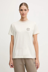 Bavlněné tričko Napapijri S-Fedaia dámské, béžová barva, NP0A88XON1J1