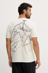 Bavlněné tričko Napapijri S-Fiemme pánské, béžová barva, s potiskem, NP0A88T5FWA1