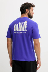 Bavlněné tričko Napapijri S-Guide pánské, fialová barva, s potiskem, NP0A88V6B3B1