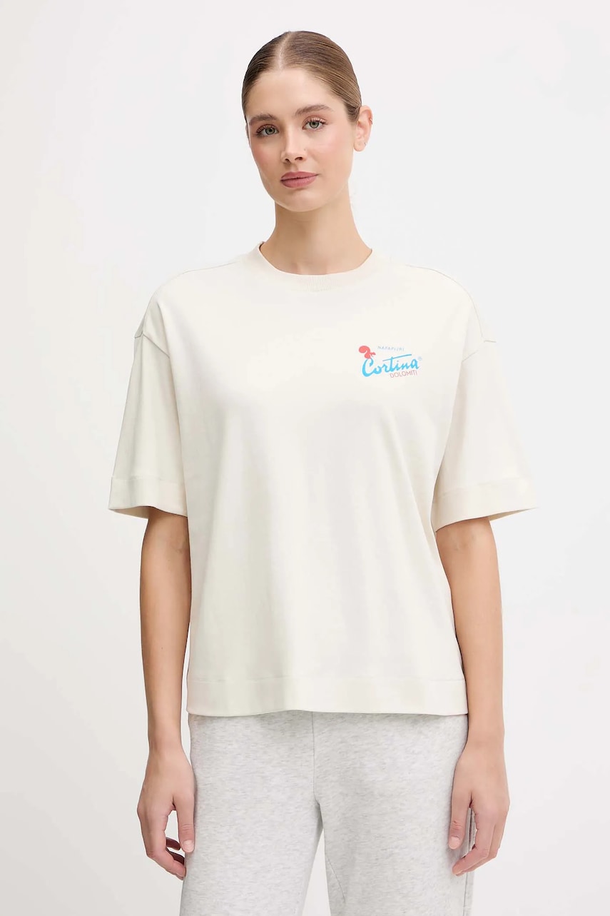 Bavlněné tričko Napapijri S-Irto dámské, béžová barva, NP0A88SON1J1