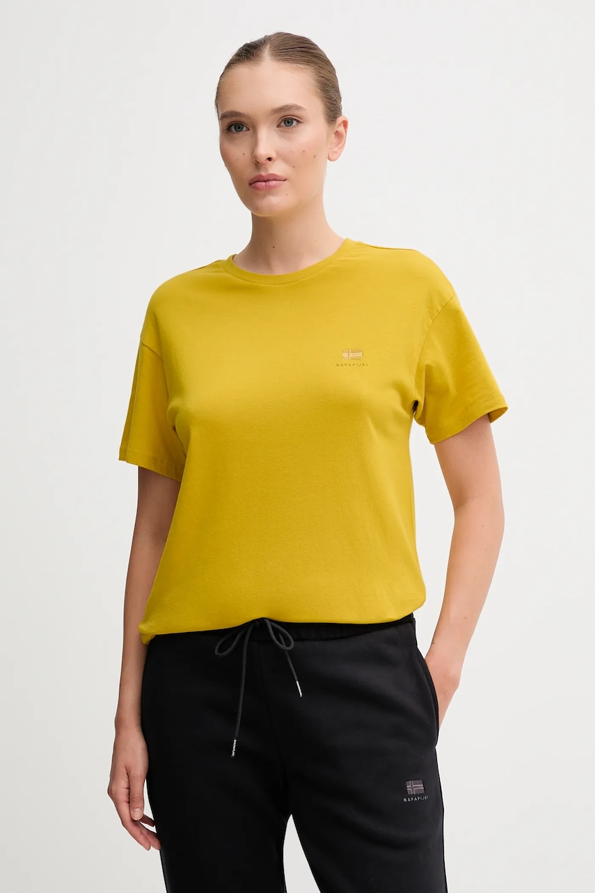 Bavlněné tričko Napapijri S-Nina dámské, žlutá barva, NP0A4H87Y1O1