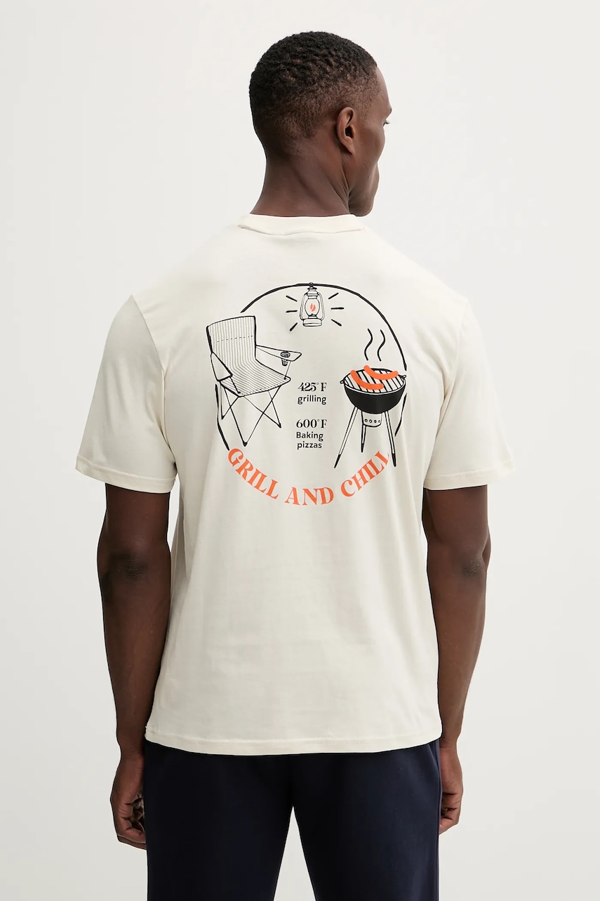 Bavlněné tričko Napapijri S-Yukis pánské, béžová barva, s potiskem, NP0A8925N1J1