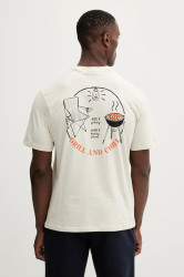 Bavlněné tričko Napapijri S-Yukis pánské, béžová barva, s potiskem, NP0A8925N1J1