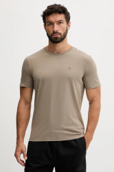 Bavlněné tričko Napapijri Salis pánské, hnědá barva, NP0A4H8DN1T1