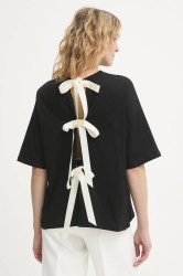 Bavlněné tričko Never Fully Dressed dámské, černá barva, NFDTO1966