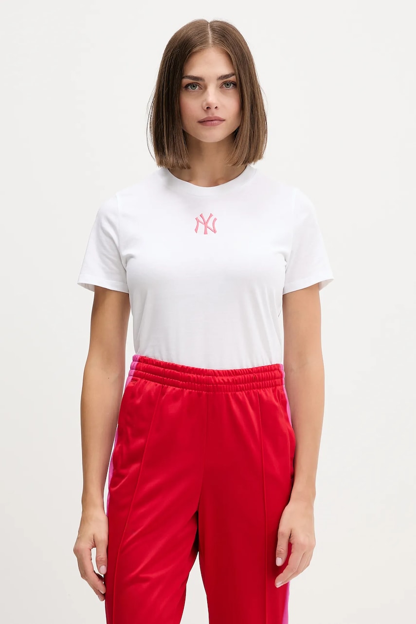 Bavlněné tričko New Era dámské, bílá barva, 60684403