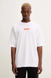 Bavlněné tričko New Era pánské, bílá barva, s potiskem, 60684381