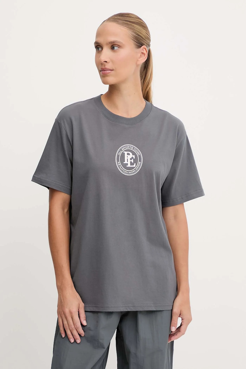 Bavlněné tričko P.E Nation Pulse dámské, šedá barva, 253T130