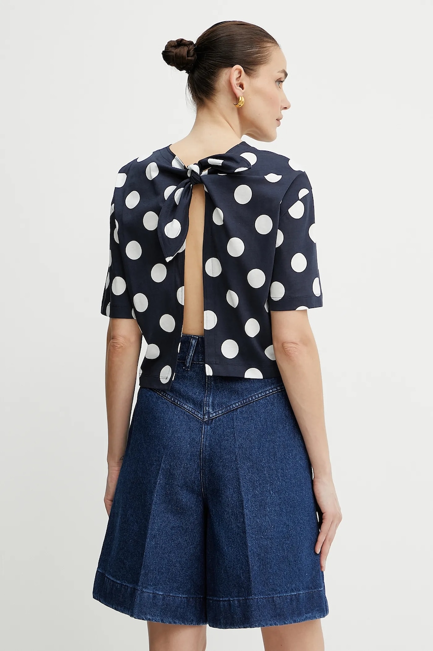 Bavlněné tričko Patou dámské, tmavomodrá barva, JE1379999