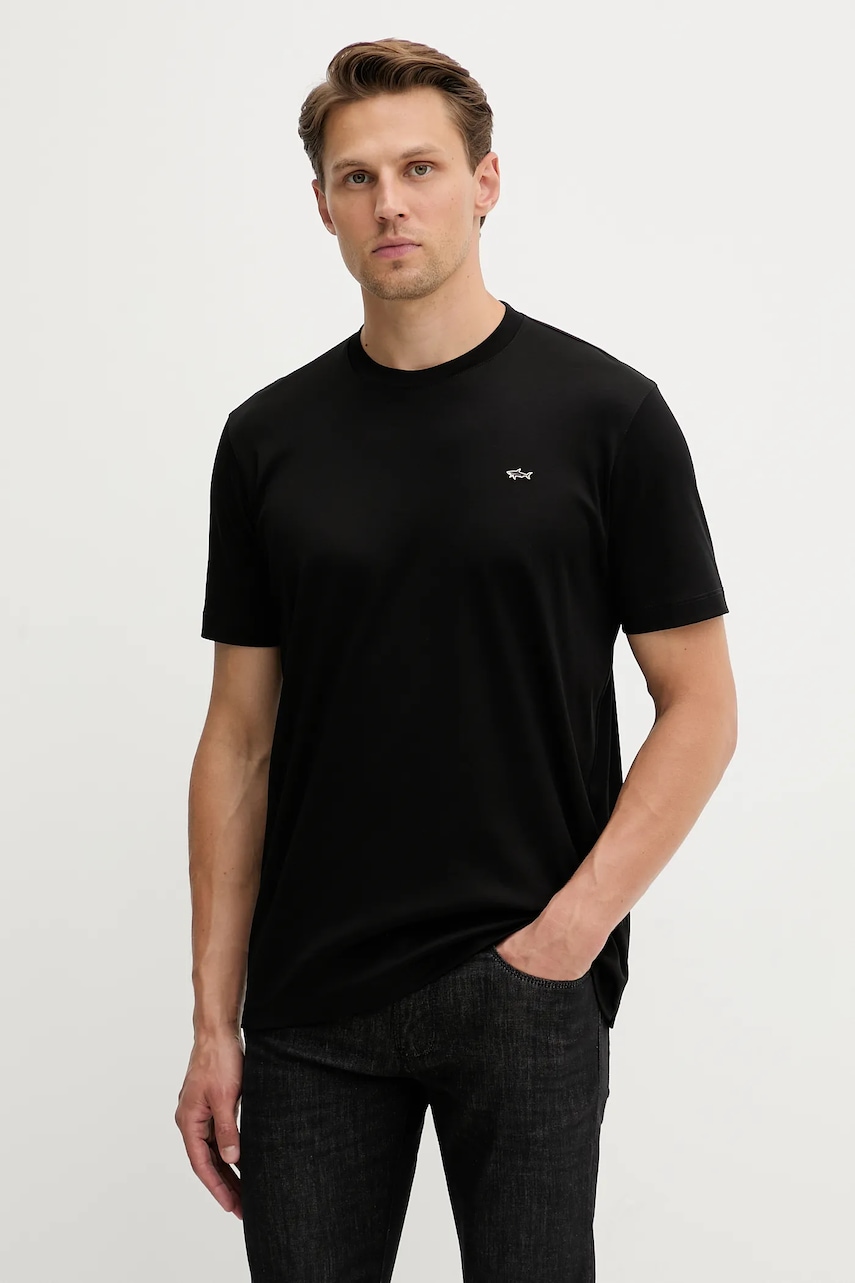 Bavlněné tričko Paul&Shark Knitwear pánské, černá barva, 15311610