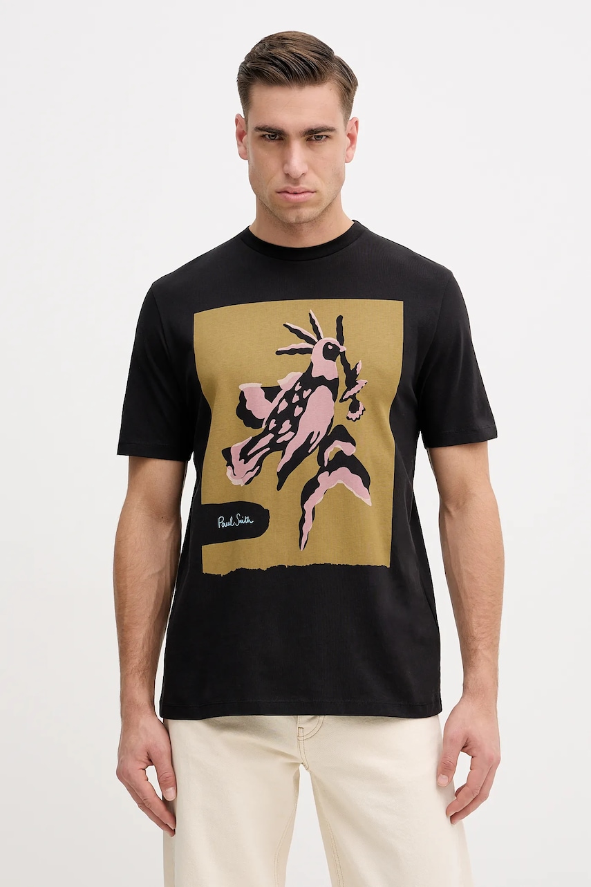 Bavlněné tričko Paul Smith pánské, černá barva, s potiskem, M1R-919T-TP4931