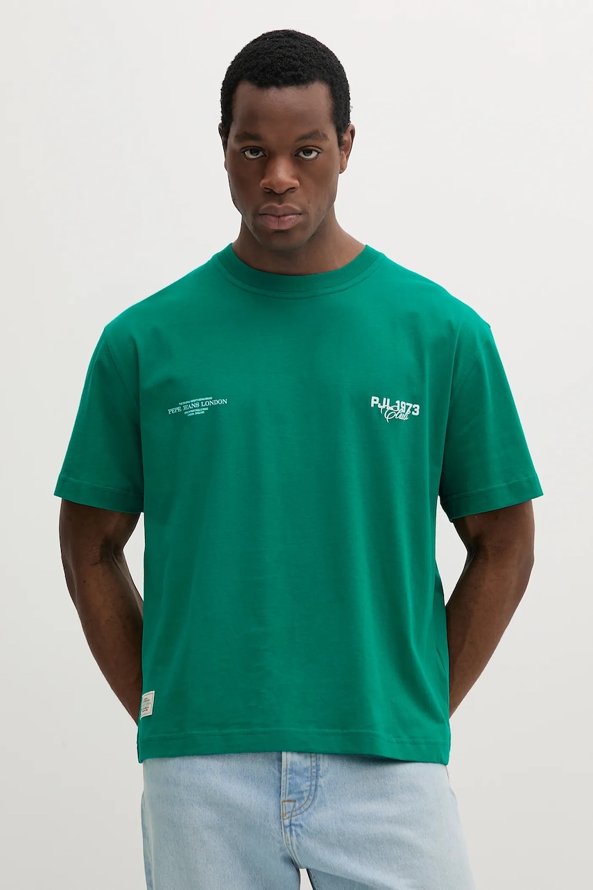 Bavlněné tričko Pepe Jeans COLVILLE pánské, zelená barva, s potiskem, PM509793