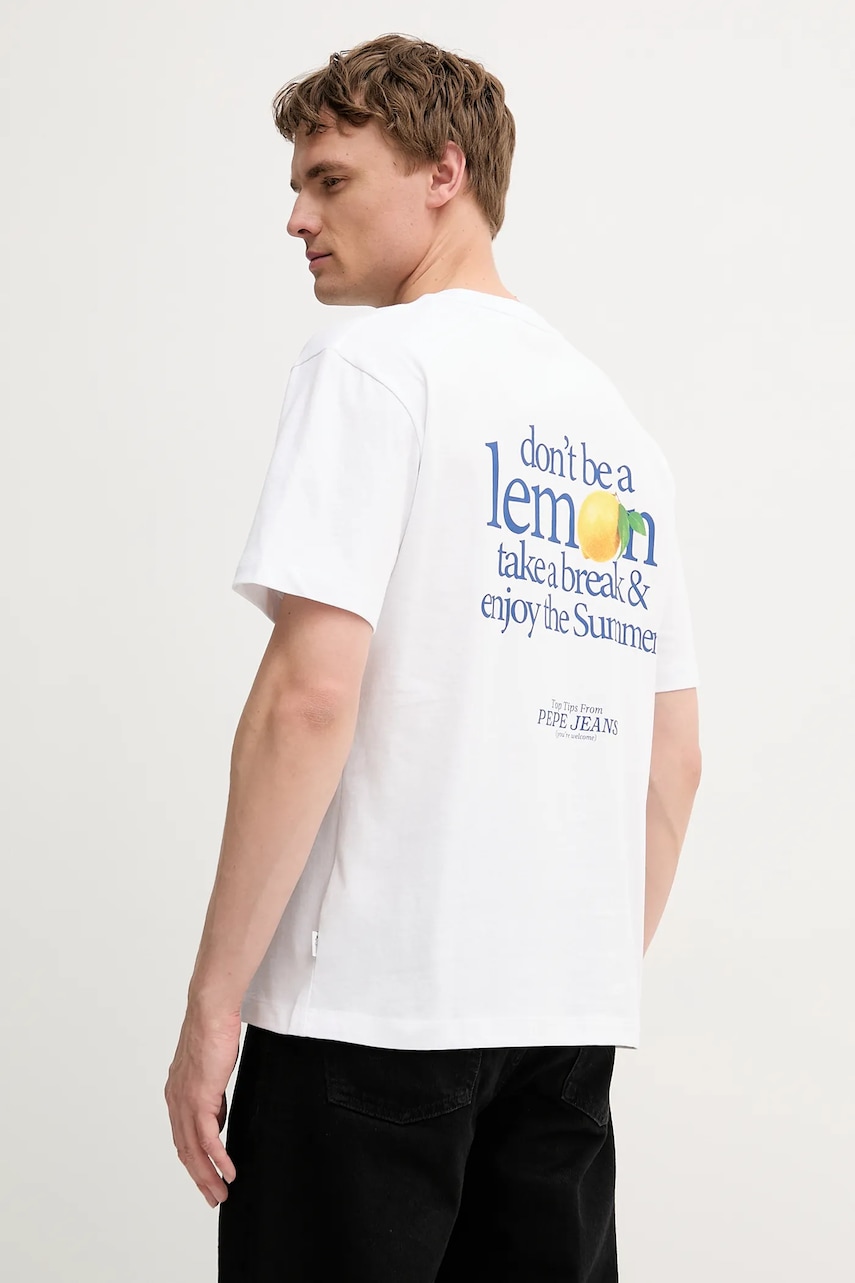 Bavlněné tričko Pepe Jeans pánské, bílá barva, PM509958