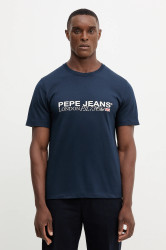 Bavlněné tričko Pepe Jeans pánské, tmavomodrá barva, s potiskem, PM5010104