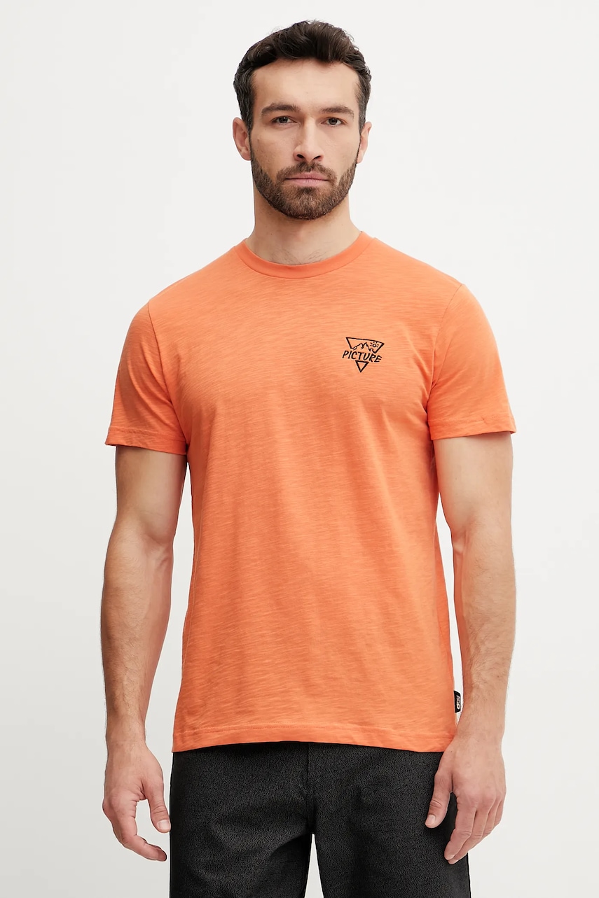 Bavlněné tričko Picture Adak oranžová barva, s aplikací, MTS1218