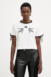 Bavlněné tričko Pinko dámské, bílá barva, 105558 A2SF