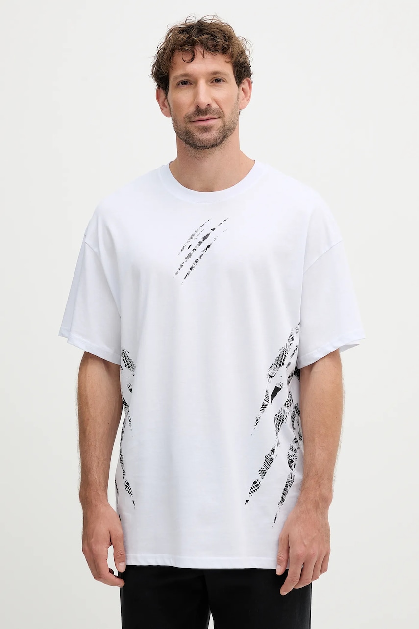 Bavlněné tričko PLEIN SPORT pánské, bílá barva, FAEC MTK8358 STE001N