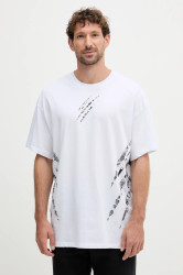 Bavlněné tričko PLEIN SPORT pánské, bílá barva, FAEC MTK8358 STE001N