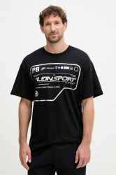 Bavlněné tričko PLEIN SPORT pánské, černá barva, s potiskem, FAEC MTK8373 STE001N