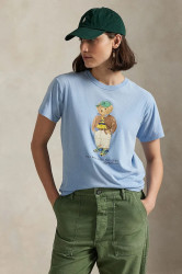 Bavlněné tričko Polo Ralph Lauren dámské, modrá barva, 211971730