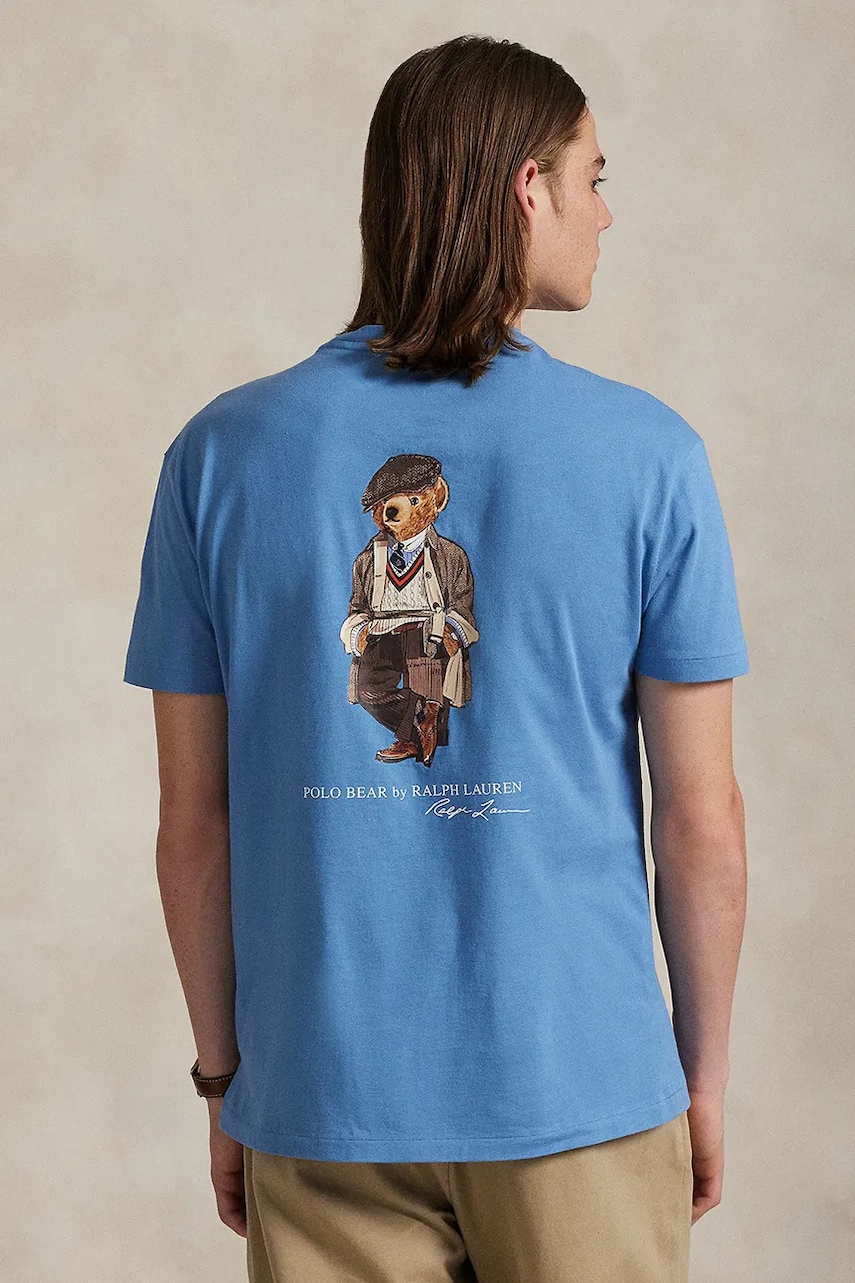 Bavlněné tričko Polo Ralph Lauren pánské, modrá barva, 710P00084