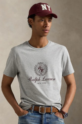 Bavlněné tričko Polo Ralph Lauren pánské, šedá barva, s potiskem, 710978032