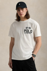 Bavlněné tričko Polo Ralph Lauren Sscnclsm1 Short Sleeve pánské, bílá barva, s potiskem, 710972611