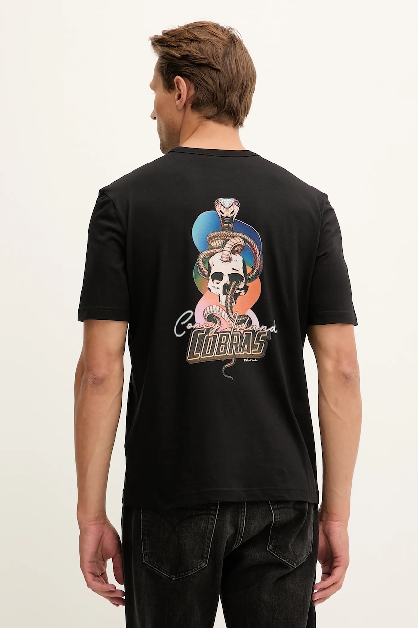 Bavlněné tričko PS Paul Smith pánské, černá barva, s potiskem, M2R-220X-TP5407