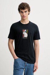 Bavlněné tričko PS Paul Smith pánské, tmavomodrá barva, s potiskem, M2R-011R-VP5620