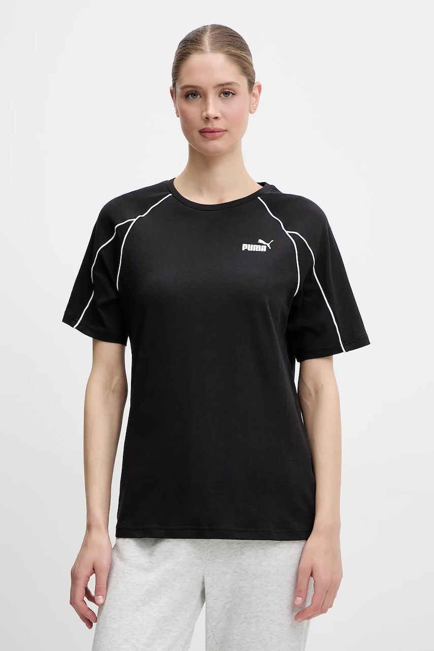 Bavlněné tričko Puma dámské, černá barva, 685041