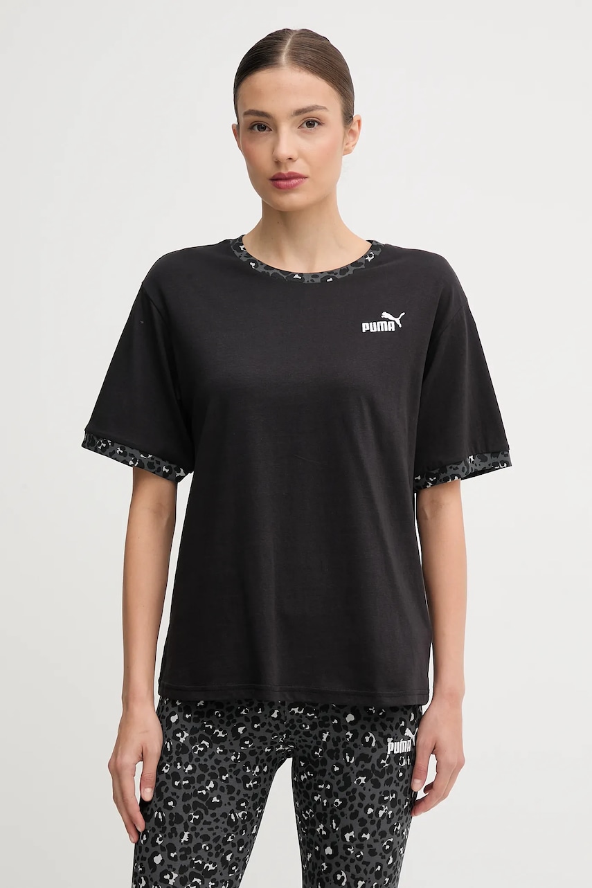 Bavlněné tričko Puma dámské, černá barva, 688082